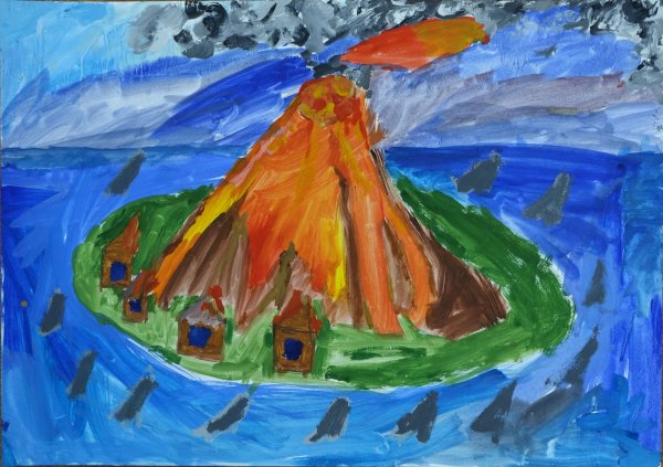 Рисование вулкана в детском саду