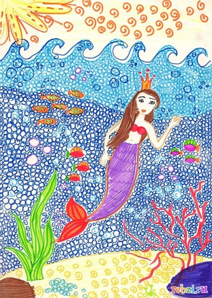 Русалка для рисования детям