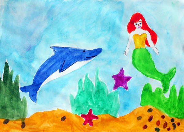 Русалочка детский рисунок