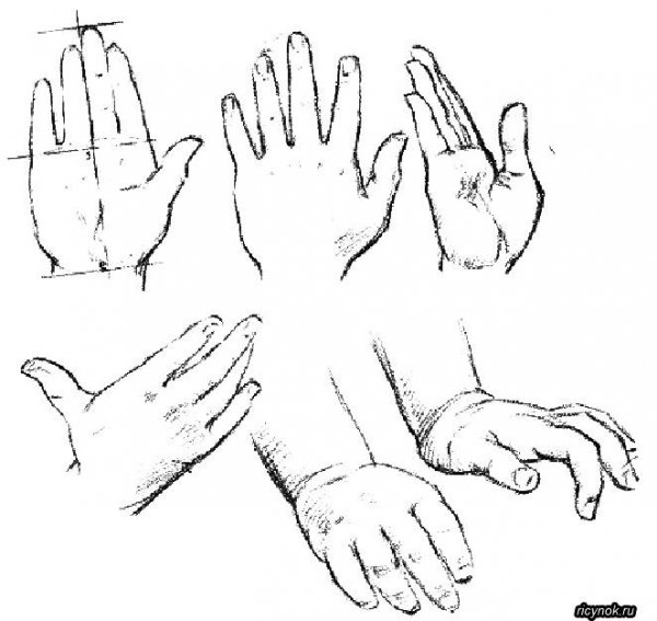 Рисунок детской руки карандашом