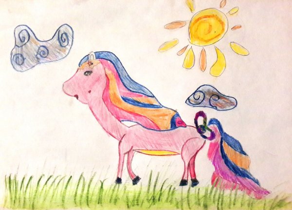 Конь рисунок детский