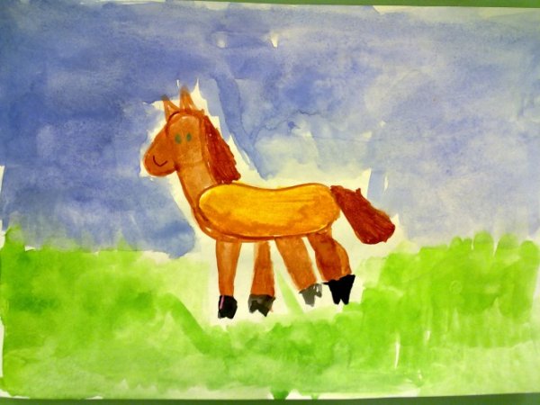 Рисование кони пасутся