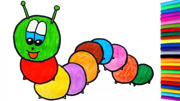 Разноцветная гусеница для детей