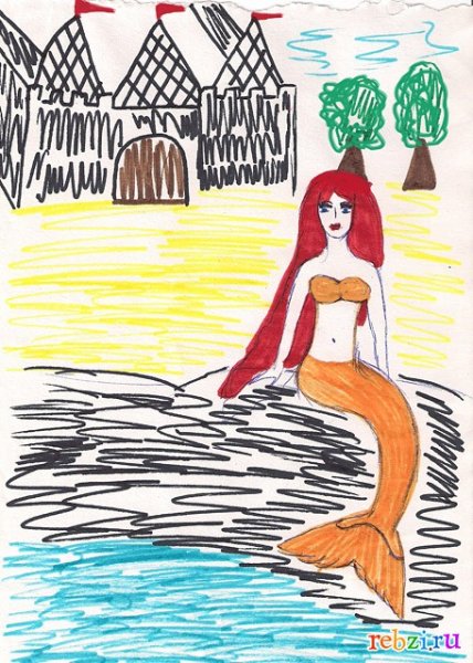Рисунок на тему Русалка ребенку