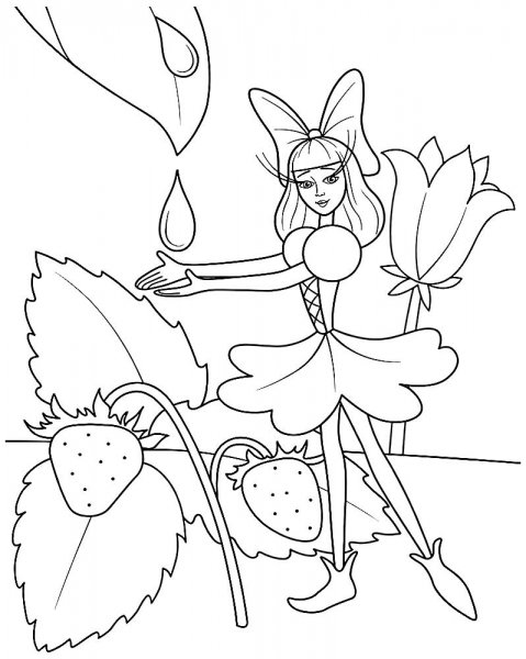 Раскраска к сказке Андерсена Дюймовочка