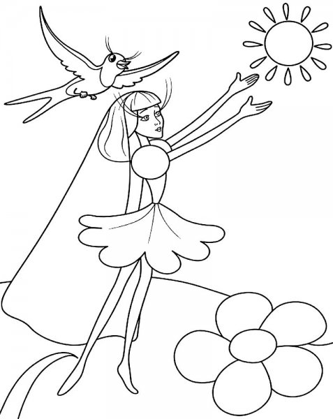 Сказки Андерсена Дюймовочка иллюстрации карандашом