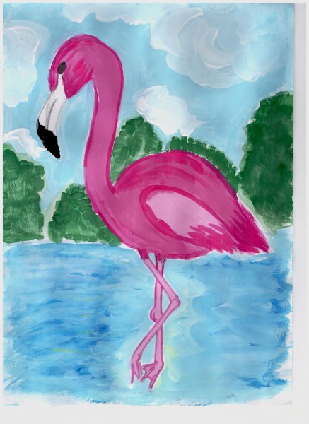 Фламинго гуашью