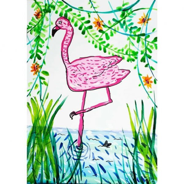 Рисунок Фламинго для детей 5 лет