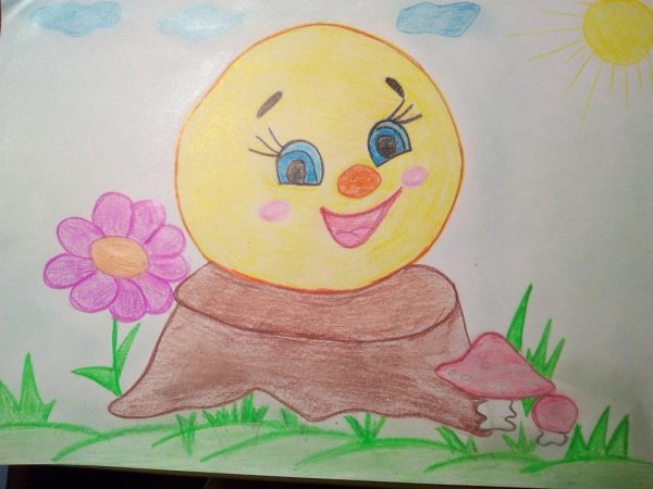 Колобок рисунок детский