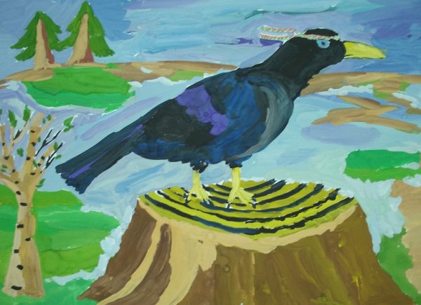 Ворона рисунок детский