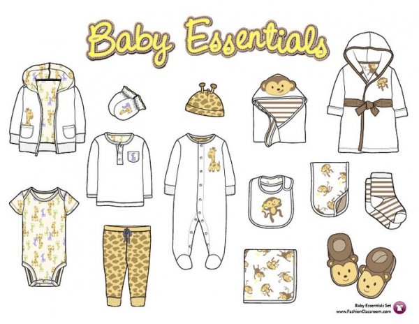 Эскизы младенцев одежды