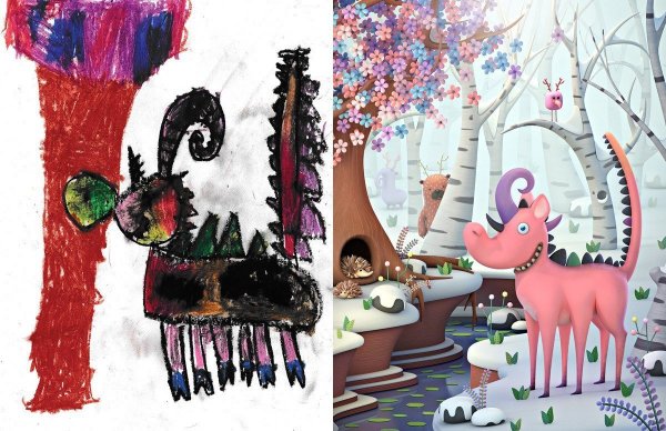 Профессиональные художники перерисовывают детские рисунки