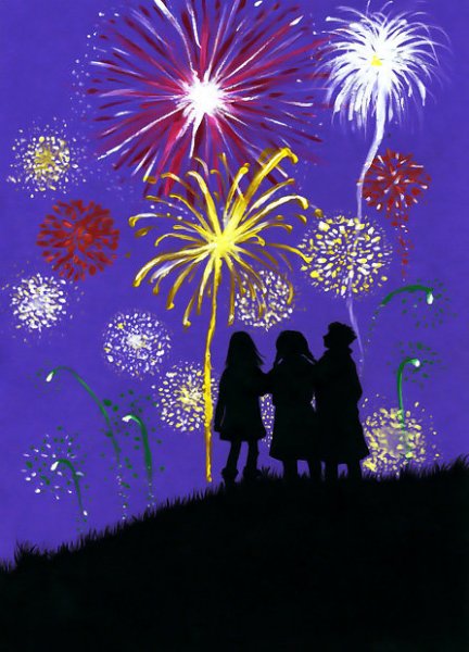 Фейерверк гуашью