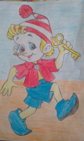 Детские рисунки Буратино
