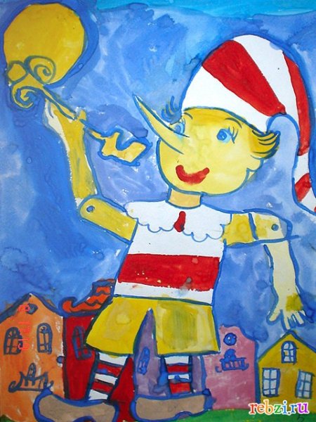 Детские рисунки Буратино