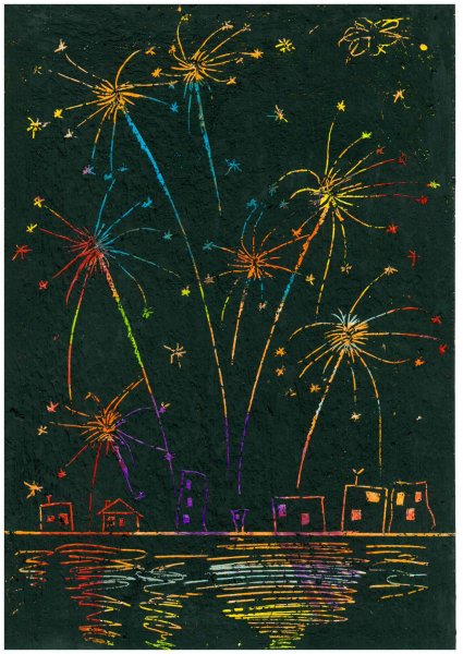 Техника граттаж салют