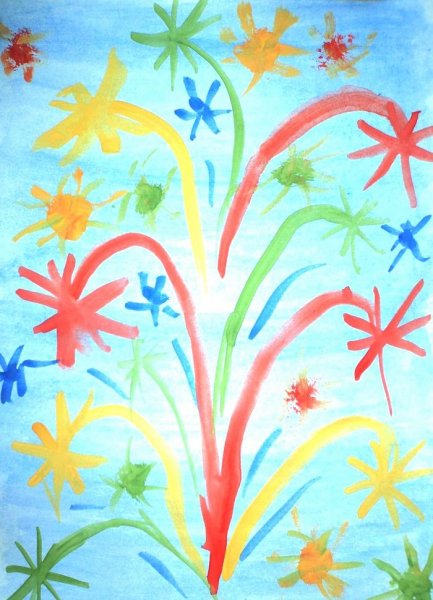 Рисование салют в младшей группе