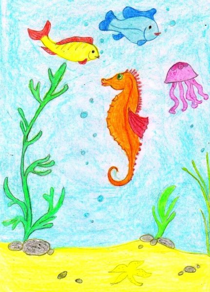 Рисование морские обитатели