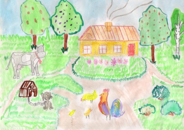 Детский рисунок села