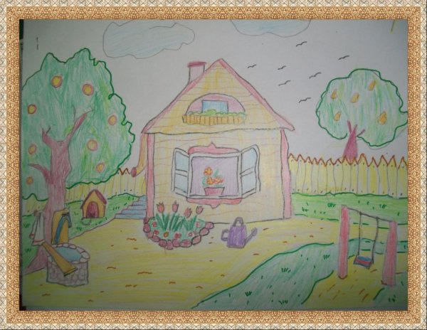 Детский рисунок деревня