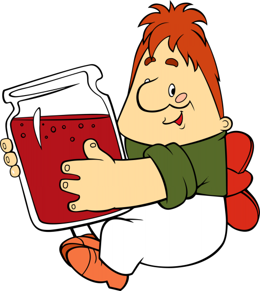 Карлсон с вареньем на белом фоне