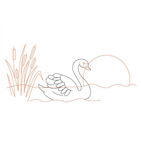Поэтапное рисование лебедя для детей