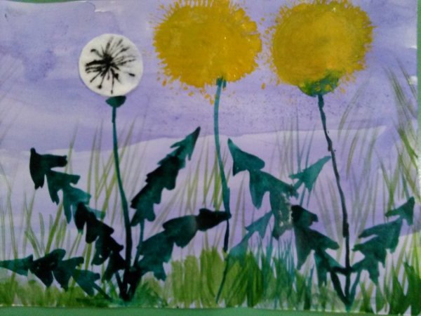 Рисование одуванчиков с малышами