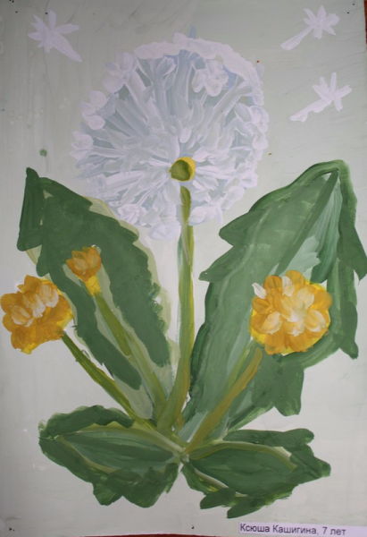 Рисование одуванчиков с малышами