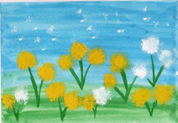 Одуванчики нетрадиционная техника рисования