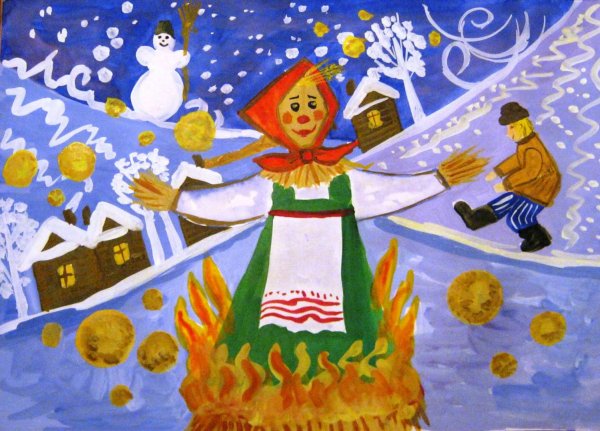 Масленица детские рисунки