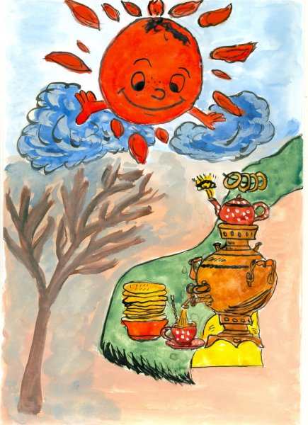 Масленица рисунок детский