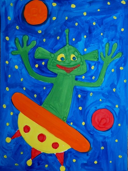 Рисование космос в старшей группе Веселые инопланетяне