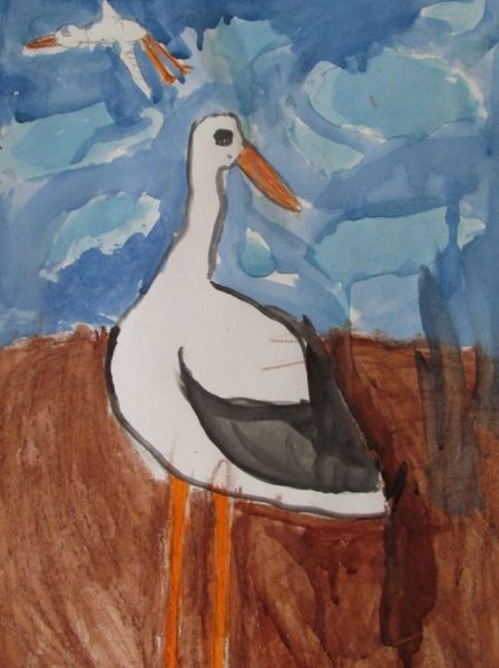 Аист детский рисунок