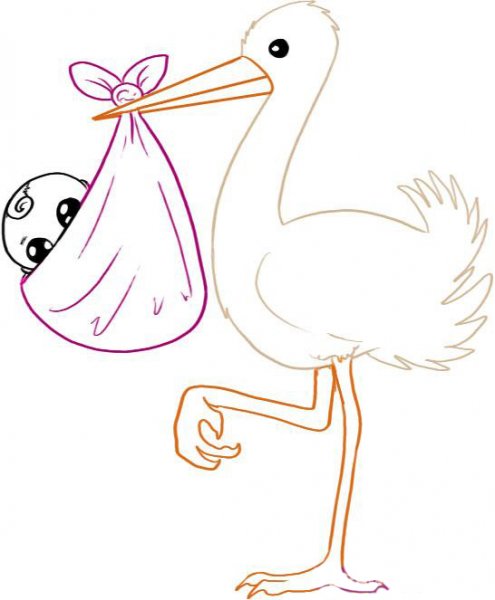 Аист с ребенком рисунок карандашом