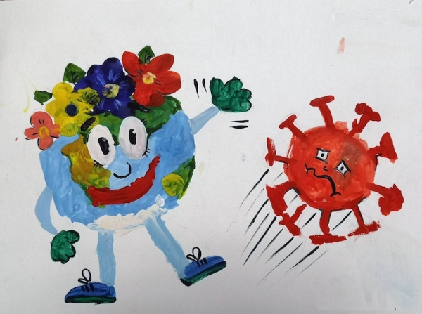 Детские рисунки на тему ковид