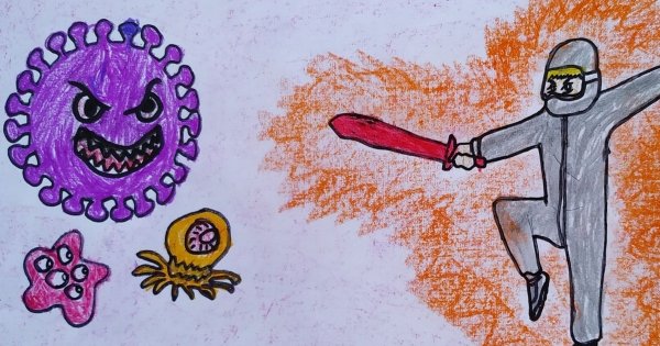 Детские рисунки про коронавирус