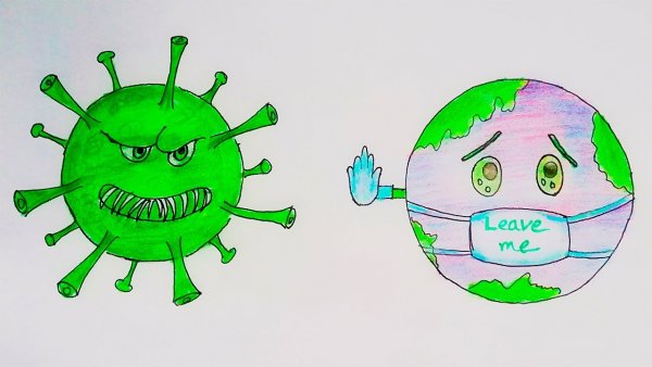 Рисунки коронавируса для срисовки