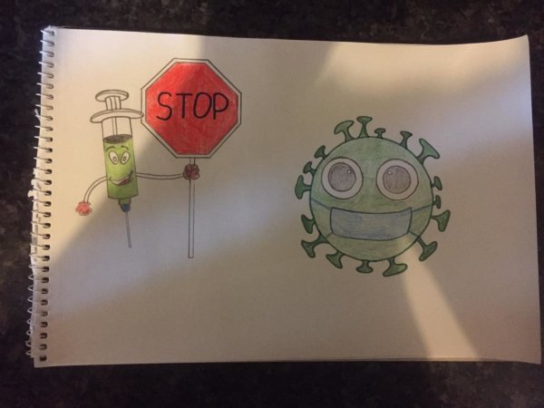 Детский рисунок на тему коронавируса