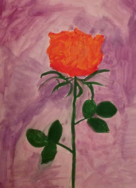 Розы красками ребенку