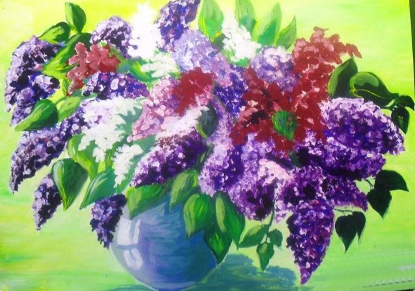 Сирень гуашью