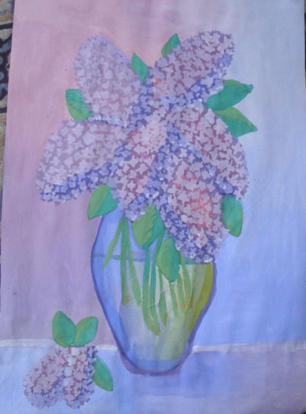 Сирень красками для детей