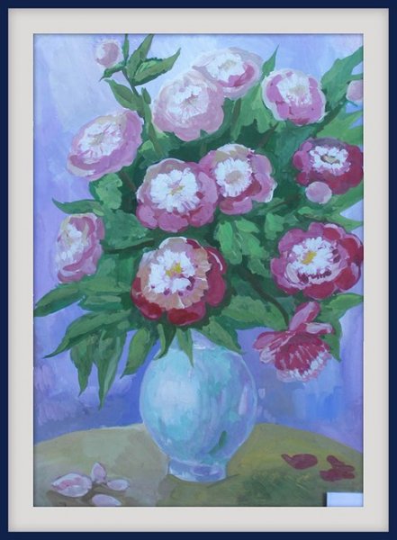 Цветы пионы рисовать для детей 5 лет