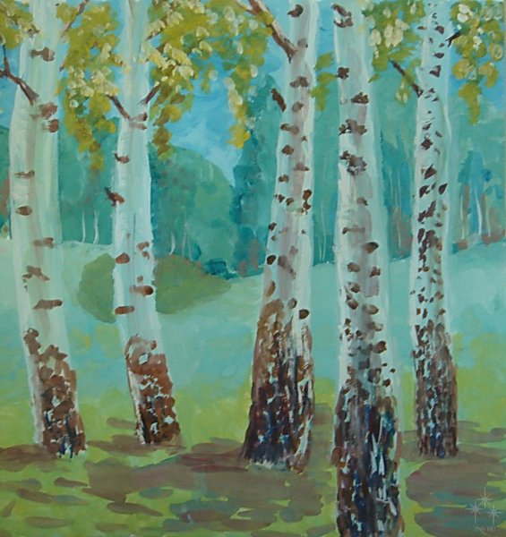 Рисование Березки для малышей