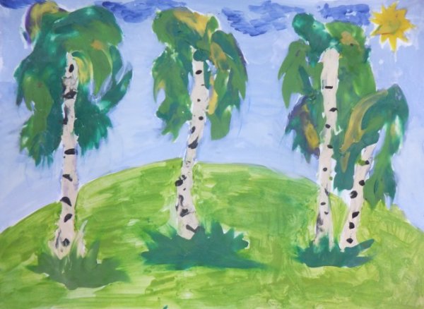 Рисование березы для дошкольников