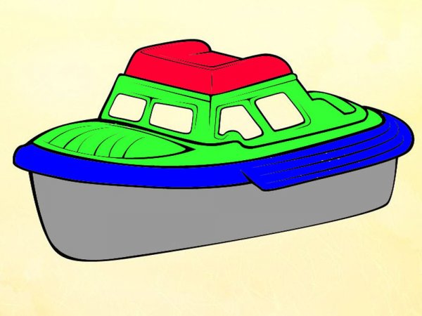 Катер рисованная детская