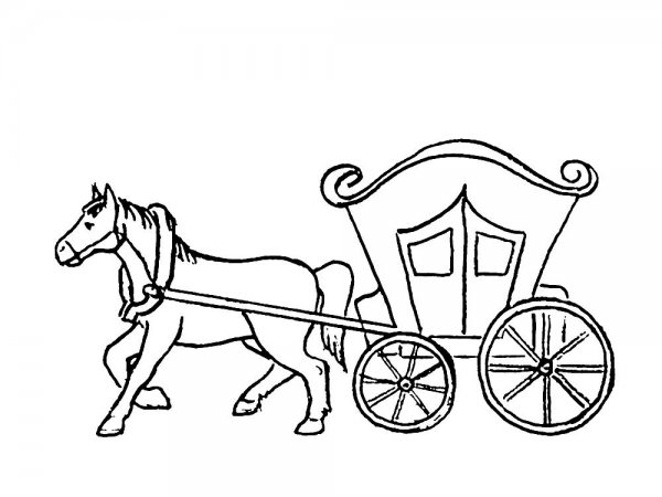 Раскраска карета с лошадью