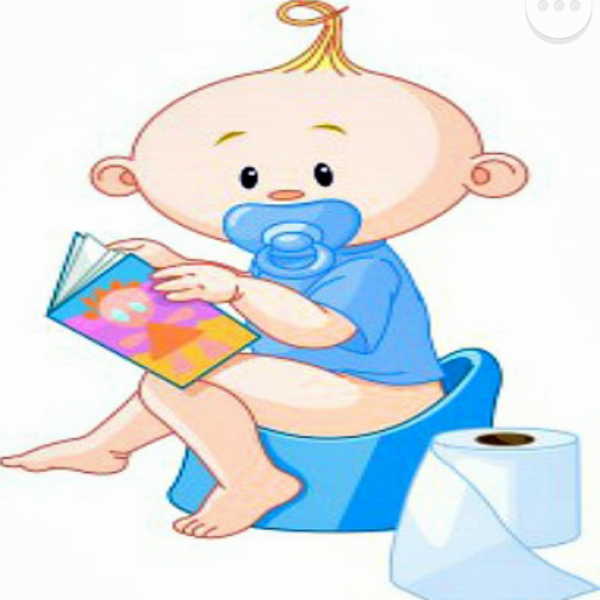 Ребенок на горшке на прозрачном фоне