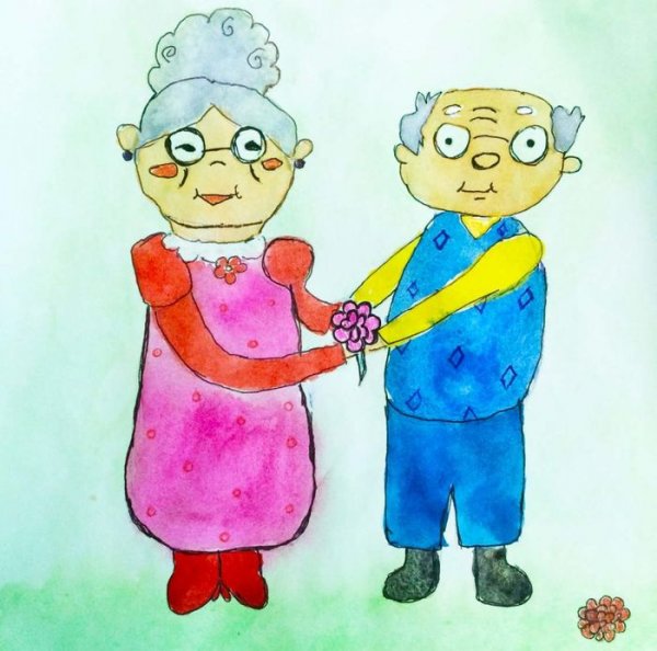 Нарисовать бабушку и дедушку