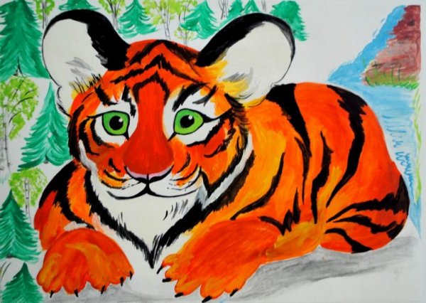 Тигр рисунок для детей