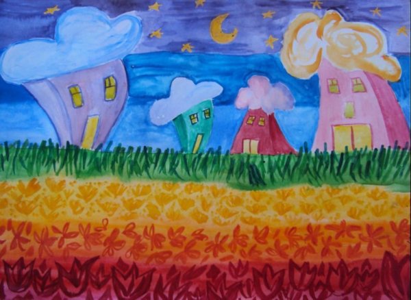 Город мечты рисунок детский